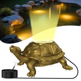 OSREE Brass Pond Light LED Underwater, 6W 12V Low Voltage Turtle Underwater Ponds Light 2700K with 26ft Cable, IP68 Waterproof Pond Lights for Outdoor Ponds Fountain Waterfall Water Feature, 1 Pack