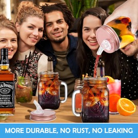 Moonshine Lid,Mason Jar Pour Spout Lids for 2.75 Inch Regular Mouth,Dust Proof Cover,Free Flow,Leak-Proof, Accessory Suitable for Any Liquid,Rose Gold NO JAR QurHapzy