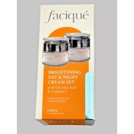 Faciqué Brightening Day & Night Cream Set 2 Count Pack Each 1.7 oz Brighter Skin