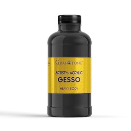 GRANOTONE Acrylic Gesso Water Base Non-Toxic Universal Gesso Primer to Apply as an Undercoat Before Painting for Extra Coverage Ideal for Pro Artist Hobby Painters & Kid (500 milliliters, Black)