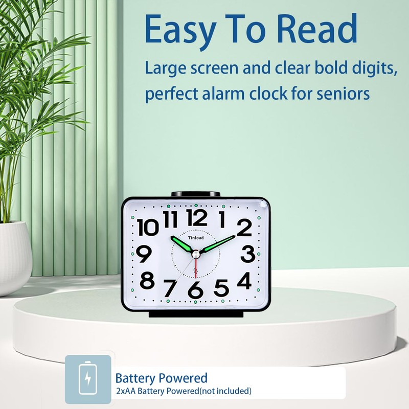 Tinload 4.2" Loud Bell Alarm Clock for Heavy Sleepers Adults,