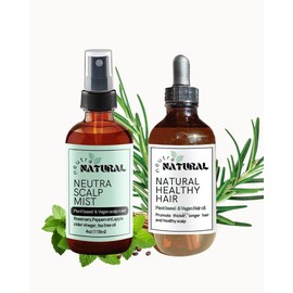 NEUTRA NATURAL Natural Hair Growth & Dandruff scalp care combo. Neutra Natural hair growth oil and scalp mist- Mint, Hydrating- Tea Tree- Apple Cider Vinegar. Natural Ingredients