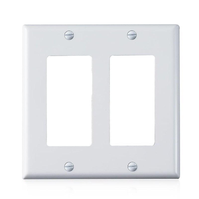 Faith White 2-Gang Two-Device Wall Plate (6-pack) | Double Light