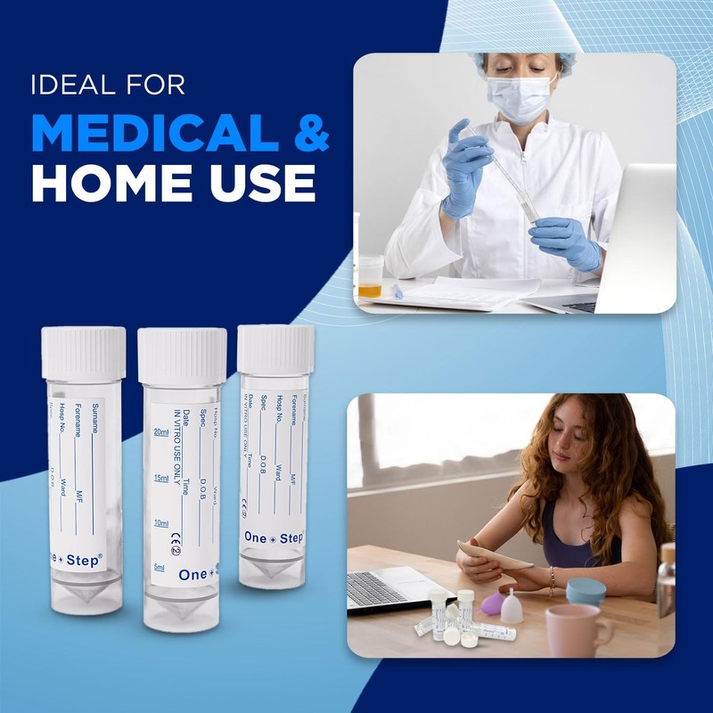 15 Urine Sample Bottles Specimen Pot Graduated Container with Lid