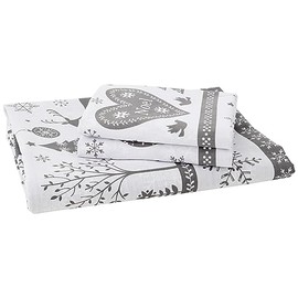 Noel Quilt Duvet Cover and 2 Pillowcase Bedding Bed Set Christmas Trees, Grey, Double