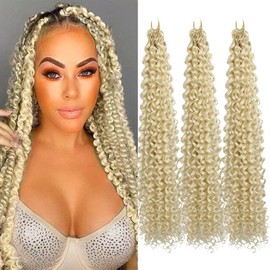 3X Passion Twist Crochet Braids Hair Beige Pre-Separated Synthetic Curly Braiding Hair 24 Inch 3 Packs Pre-twisted Passion Twist Braiding Hair Pre Looped Crochet Braids for Black Women(24",613#)