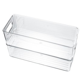 YiPHomn Fridge Organiser, Set of 2, Fridge Storage Boxes Organiser, Pantry Storage Container with Handle, Transparent, for Kitchen Fridge, Cupboards, Cosmetics, Office Supplies