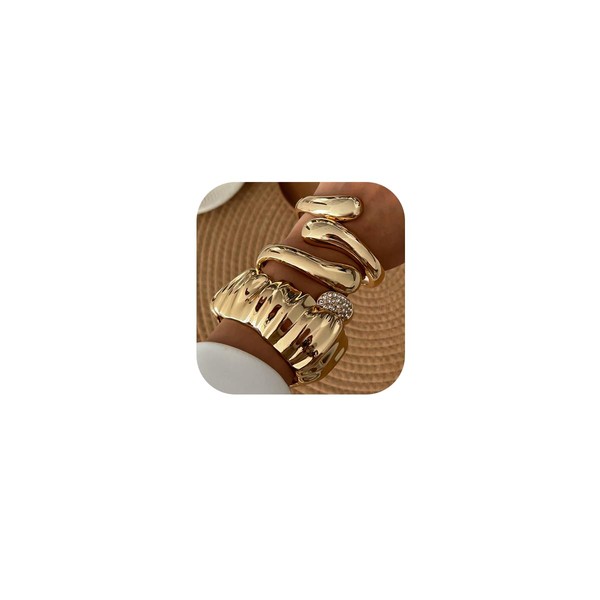 XIAOMOJEW Chunky Gold Bangle Bracelets for Women Trendy Irregular Statement