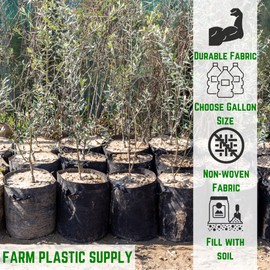 Farm Plastic Supply - 7 Gallon Fabric Grow Bags - (10 Pack) - Nonwoven Fabric Pots with Handles, Grow Bag, Plant Grow Bags, Garden Bag, for Farming, Gardening, Agriculture