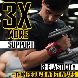 20" Extra-Long Heavy-Duty Wrist Wraps for Weightlifting | 3X Maximum Wrist Support for Powerlifting & Gym | Weight Lifting Wrist Wraps for Bodybuilding & Joint Support | Wrist Braces for Men & Women