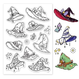 PH PandaHall Witch Hat Clear Stamps, Decorative Rubber Stamps Silicone Stamps Transparent Paper Craft Stamps for Journaling Card Making DIY Scrapbooking Handmade Photo Album Notebook Decor