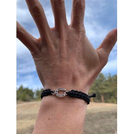 Sportybella - Horse Bit Charm Bracelet (Horse shoe) - Adjustable Braided String Stirrup Bracelet