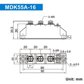LCLCTC Solar Panel Blocking Diode MDK 55A(50Amp)-16;Use Voltage Range:AC < 400VAC ;DC 3-1000V;Used in photovoltaics, 24V 48V 12v diode to prevent backfeed