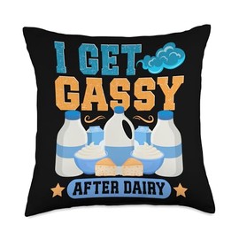 Lactose Free I Get Gassy After Dairy Lactose Intolerant Throw Pillow