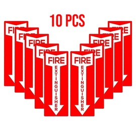 Fire Extinguisher Stickers, 4.25" x 11", 10 Pack, Durable, Self-Adhesive Decals, UV Protected and Waterproof