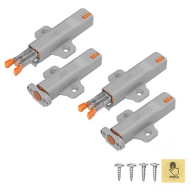 Pack of 4 Cabinet Door Openers Heavy Duty 40N Push-to-Open Cabin Lock with Spring Mechanism for Kitchen Cabinets & Large Cabinets One-Handed Operation, Maintenance-Free & Rustproof
