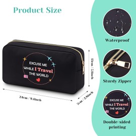 Funny Travel Gifts for Women Zipper Makeup Bag Birthday Gift for Travel Lover Travelers Gifts for Presents for Mom Daughter Friends Sister Colleague Girl Trip Double Side Print Toiletry Bag