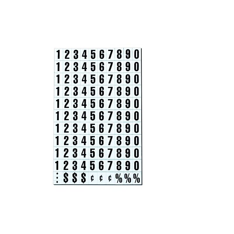 Magna Visual 3/4" Screen Printed Magnetic Black on White Numbers