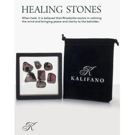 KALIFANO Tumbled Rhodonite Bundle (300+ Carats) - AAA+ Jewelry Grade Reiki Crystal Used for Peace and Clarity - Piedras Caidas for Wicca/Healing - Information Card Included (Family Owned)