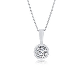 DANIEL CLIFFORD 'Michelle' Women's Necklace 925 Silver Pendant Crystal Solitaire 45 cm Rhodium-Plated Silver Chain Filigree Chain Small Stone Simple, Sterling Silver, Cubic Zirconia