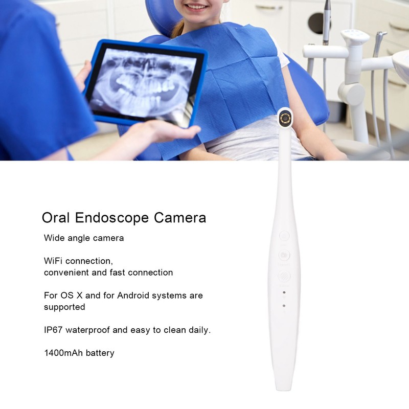 Oral Endoscope Camera HD Wide Angle IP67 Waterproof 1400mAh Battery