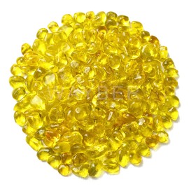 WAYBER Glass Stones, 1Lb/460g Irregular Sea Glass Pebbles Non-Toxic Artificial Gemstones for Vase Filler/Terrarium Flowerpot Aquarium Turtle Tank Decoration/Handcraft Making, Yellow