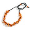 Avalaya Orange Shell and Wood Beads with Black Cotton Cord