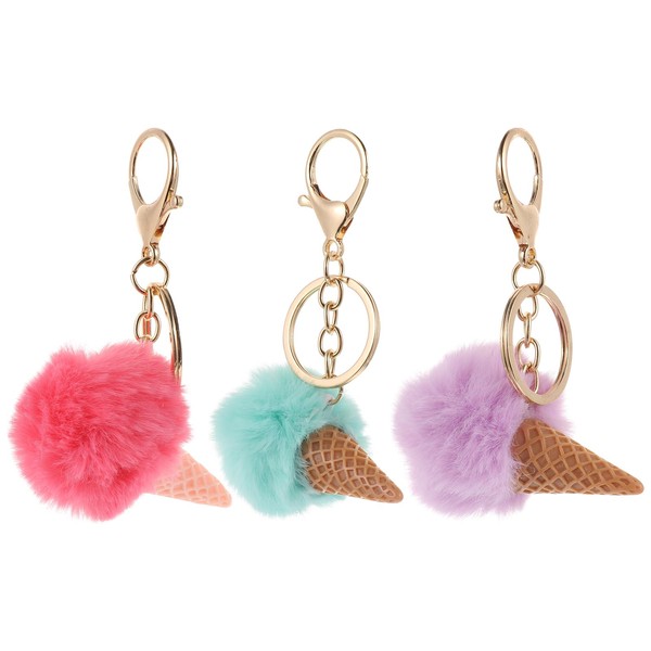 VALICLUD Pack of 3 ice cream key rings, plush charm