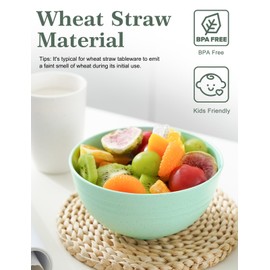 GENLGE 26 OZ Wheat Straw Reusable Cereal Bowls Set of 8, Microwavable Dishwasher Safe BPA Free Unbreakable Kitchen Bowls for Soup Snack Rice Salad - Multicolors