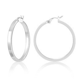 ALEXCRAFT Thick Earrings Gold Silver Hoop Earrings Square 14K Chunky Golden Earrings Women's Gift for Women Girlfriend Mum Girls, Sterling Silver, No Gemstone