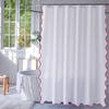 youngseahome White Fabric with Red Scalloped Border Shower Curtain,Boho Chic