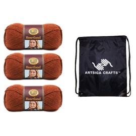 Lion Brand Heartland Yosemite 136-135 (3-Skeins - Same Dye Lot) Worsted Medium #4 Acrylic Yarn for Crocheting and Knitting with Project Bag