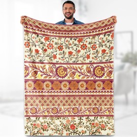 Aimego Boho Floral Blanket Gifts for Women Mom Wife Girls Throw Bohemian Flowers Bedroom Living Room Decor Cozy Bed Couch Plush Birthday Christmas Lightweight Blanket 50"x60"