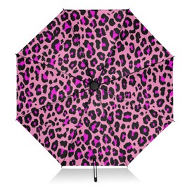 Coikll Large Windproof Umbrella Auto Open Folding Umbrella, 8 Ribs Rain Proof Reverse Umbrella for Travel Golf-(Pink Leopard Cheetah)