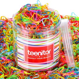 Teenitor Color Elastic Hair Bands, Small Hair Elastics, 2000pcs Multi Color Hair Ties, Hair Holder Elastic Rubber Bands for Baby Girls