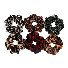 Numblartd 6Pcs Leopard Scrunchies Hair Ties - Fashion Elastics Hair Scrunchie Hair Bands Ponytail Holder Hair Accessories for Women Girls