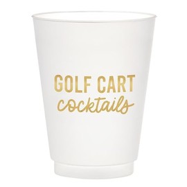 Slant Collections Party Cups 6-Count Reusable BPA-Free Plastic Frost Cups, 16-Ounce, Golf Cart Cocktails