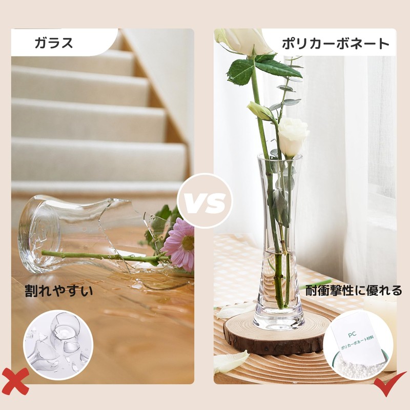ComSaf Vase Unbreakable, Stylish, Flower Base, Polycarbonate, Transparent, Hydroponic, Interior