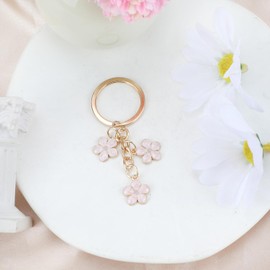 MUCOOS Cute Flower Keychain- Pink Keychain Charms & Purse Accessories - Small Car Key Chain & Bag Charms - Keychains for Women - Key Chains Women Cute - Gift for Girls