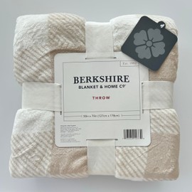Berkshire Blanket Velvetloft Throw (Camel and Cream Plaid)
