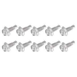 METALLIXITY Hex Washer Self Drilling Screws (#12 x 5/8") 100Pcs, 410 Stainless Steel Hex Flange Sheet Metal Tapping Screw - for House Construction and Maintenance