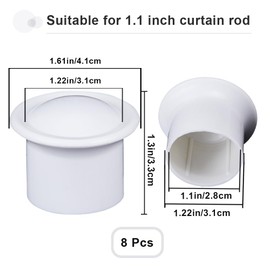 GORGECRAFT Pack of 8 Plastic Curtain Rod Covers for Windows, White Ends, Curtain Caps, 28 mm Inner Diameter, Pillar Curtain Rod Finials, Curtain Heads, Roman Rods, Decoration (41 x 33 mm)
