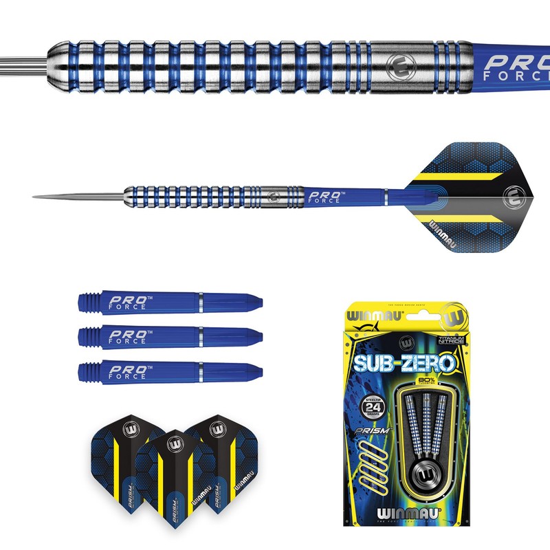 WINMAU Sub-Zero 24 Gram Professional Steeltip Tungsten Darts Set with