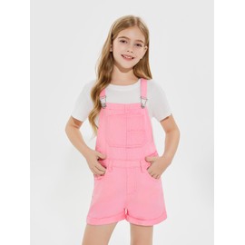 Haloumoning Girls Denim Overalls Kids Summer Sleeveless Rompers Overall Shorts 5-14 Years