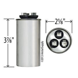 Aerovox - 40 + 4 uF MFD x 370 VAC Genteq Replacement Dual Capacitor Round # C3404R / 25L252
