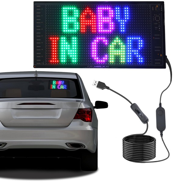Rupse 10.6"x4.7" Flexible LED Sign for Car, IP66 Waterproof Programmable