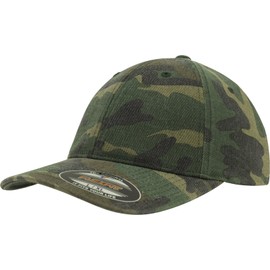 Flex fit Unisex's Garment Washed Green camo S/M Yupoong Headwear