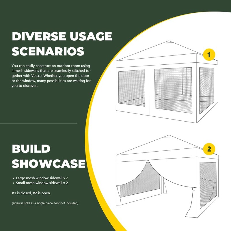 MordenApe Mesh Sidewall for 10x10 Pop Up Canopy - Straight