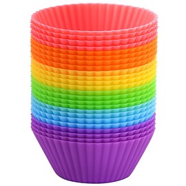 Mirenlife 2 Inch Mini Size Silicone Baking Cups Muffin Cups, Reusable and Nonstick Mini Cupcake Liners, Mini Chocolate Holders Truffle Cups, 24 Pack, 6 Vibrant Colors, Round