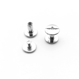 Shuokecrafts 50 Sets 3mm Length Metal Snap Rivets Chicago Screw, Kit Slotted Cross Head Stud Nail Rivets, Chicago Button for DIY Planner, Leather Decoration, Bookbinding